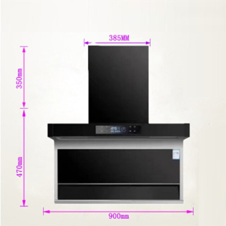220V Home Range Hood Stainless Steel High Suction Automatic Wash Top Suction Side Suction Bilateral Kitchen Smoking Machine 150W