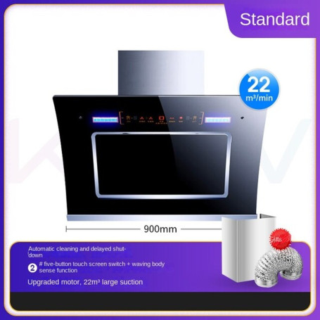 900mm Kitchen Range Hood Household Range Hood Side Suction Range Hood Wall Mounted Intelligent Automatic Cleaning Exhaust Hoods
