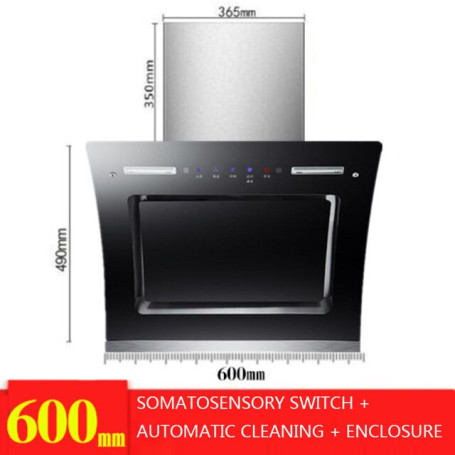 Smart Kitchen Range Hood 600mm Single Stove Range Hood 220V/180W Household Induction Cleaning Side Range Hood