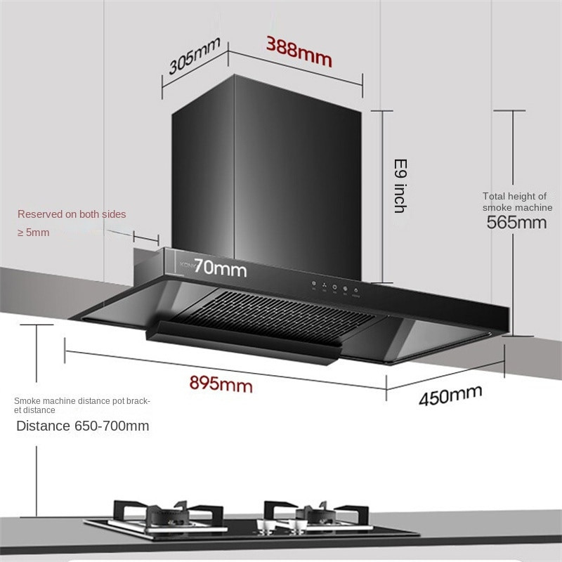 Large Suction Kitchen Hood Cooker Range Hood Top Household Appliances