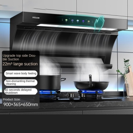 Kitchen Hood 90 Cm Large Suction Hood Exhaust Fan Built-in Hood Household Side Double Suction  Exhaust Hoods for Rental Kitchen