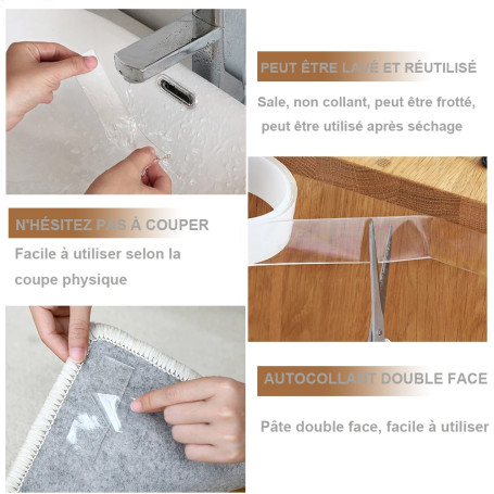 2M nano tape transparent non-marking waterproof tape non-marking double-sided tape reusable can be cleaned for household use
