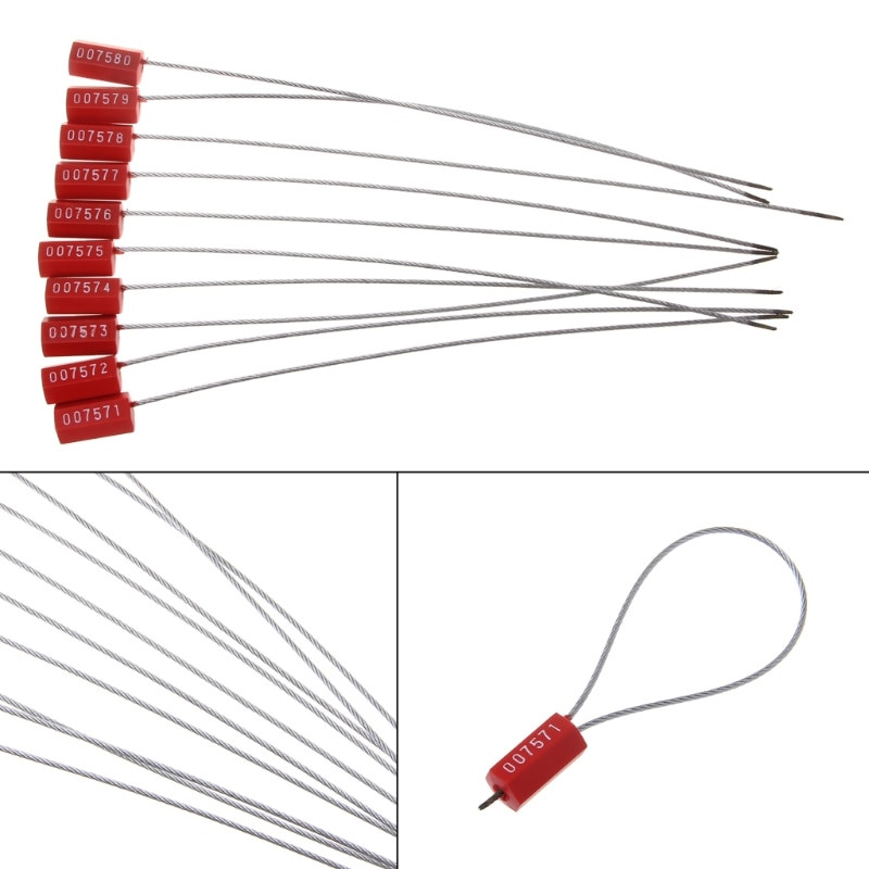 P82D 10 Pieces Pull Tight Wire Seals Metal Shipping Container Tags Anti