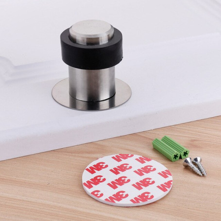 Stainless Steel Rubber Anti-collision Door Stopper Punch-free Protection Self Adhesive Round Door Stops Wall Protector