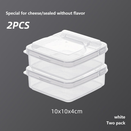 2PCS Transparent Butter Cheese Storage Box Portable Refrigerator Fruit Vegetable Fresh-keeping Organizer Box Cheese Box