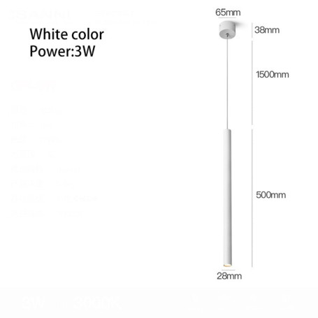 GYS Led Spotlight Aluminum Pendant Lamp Bedside Chandelier 3W Long Line Strip For Dining Room Home Bar Indoor Lighting Foco