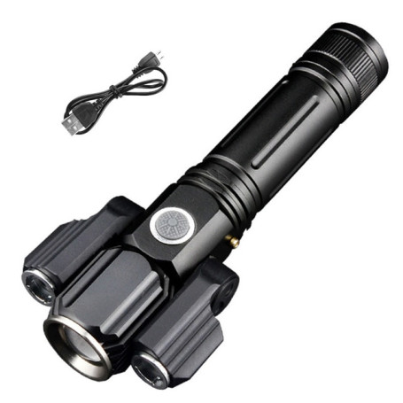 New Power Torch Bright Waterproof Hand-Held Outdoor Lighting Hand Lamp with 3 Lamp Caps Bicycle Light