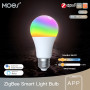 MOSE 1-9PCS 9W AC90-240V Tuya ZigBee Smart LED Light Bulb RGB E27 Dimmable APP Remote Control Alexa Google Home Voice Control