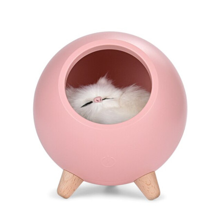 Touch Dimming Cute Kitten Night Light for Girls Bedroom Bedside Charging Bluetooth Speaker Music Lamp Creative Gift Cat's Nest