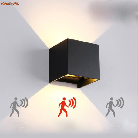 led wall lamp motion sensor outdoor waterproof hotel room bedside cube simple square dimming