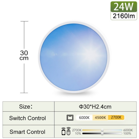 0.9inch Ultrathin Smart Lights APP/Remote Control 40cm Sky/Moon Ceiling Lamps 24/42W Dimmable Lighting for Home Room Decoration