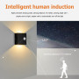 Motion sensor LED wall lamp IP65 waterproof Aluminum sconce light AC85-265V 7W 12W outdoor and indoor courtyard bedroom corridor