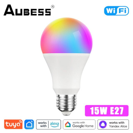 Tuya E27 Led Lights Bulb RGB CW WW Wifi Led Lamp Alexa Smart Bulb Compatible With Google Assistant For Smart Home Decoration 15W