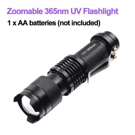 365/395nm UV Flashlights 3 Modes Zoomable Mini LED UV Lights Pet Urine Detector Ultraviolet Torch Violet Light Scorpion Hunting