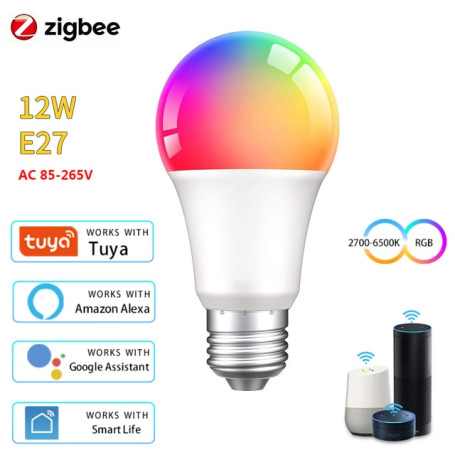 Tuya 9/12/15/18W WiFi Smart Light Bulb Zigbee 3.0 Led Light Bulb RGB+WW+CW E27 Smart Home Lamp Work With Alexa Amazon Google