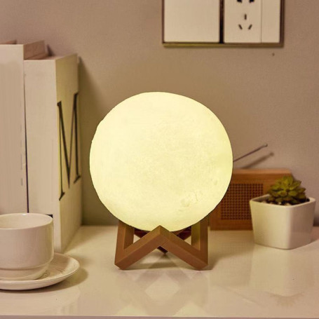 8cm Moon Lamp LED Night Light Battery Powered With Stand Starry Lamp Bedroom Decor Night Lights Kids Gift Moon Lamp