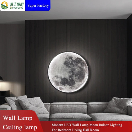 Wall lights Nordic LED Wall Lamp Home Decoration Round Moon Lamps for Bedroom Living Room Interior Wall Lights Modern Room Decor