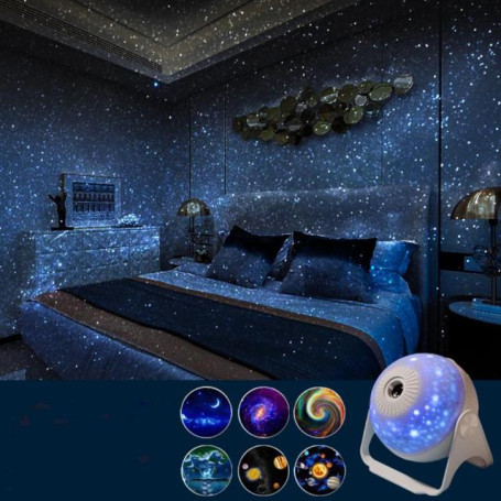 LED Lamp Rotating Multiple Projection Lamps Milky Way Starry Sky Lamp Bluetooth-compatible Music Night Light Atmosphere Lamps