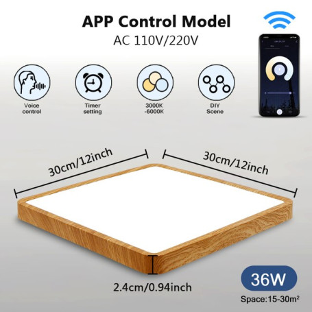 Tuya Wifi Smart LED Ceiling Lamps APP/Remote Control Square Ceiling Lights fixture Ultra thin Led Ceiling Panel lights For Room