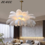 Modern Ostrich Feather LED Pendant Lights Nordic Feather Decor Ceiling Chandelier Bedroom Living Room Hanging Lamp Fixtures