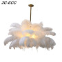 Modern Ostrich Feather LED Pendant Lights Nordic Feather Decor Ceiling Chandelier Bedroom Living Room Hanging Lamp Fixtures