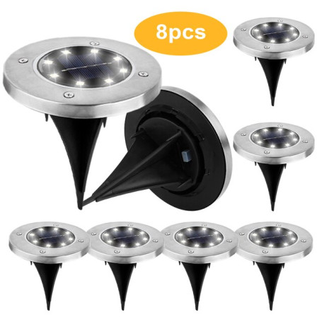 8LED Solar Lawn Yard Led Night Light Buried Solar Garden Light IP65 Waterproof Outdoor PathWay Floor Under Ground Spot Lamp