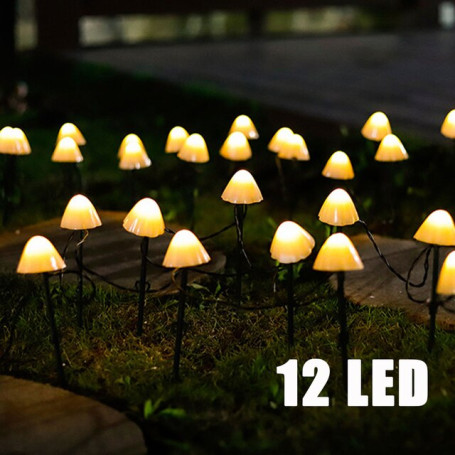 30 PCS Mushroom Solar Powered String Light Outdoor Waterproof Mushroom Solar Light Pathway Patio Garden Light Decoration