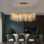 Europe Style Long Ceiling Chandelier Crystal Simple Branch Dining Room Lighting Aluminum Luxury Tassel Glass Round Chandeliers