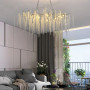 Europe Style Long Ceiling Chandelier Crystal Simple Branch Dining Room Lighting Aluminum Luxury Tassel Glass Round Chandeliers
