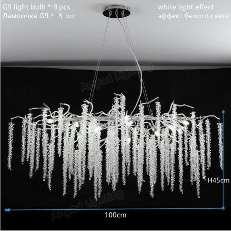 Europe Style Long Ceiling Chandelier Crystal Simple Branch Dining Room Lighting Aluminum Luxury Tassel Glass Round Chandeliers