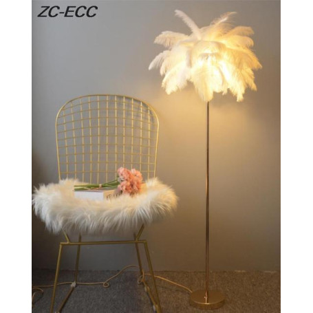 ZC-ECC Nordic Luxury Ostrich Feather LED Floor Lamp Home Decor Floor Light for Living Room Bedroom Bedside Indoor Standing Light