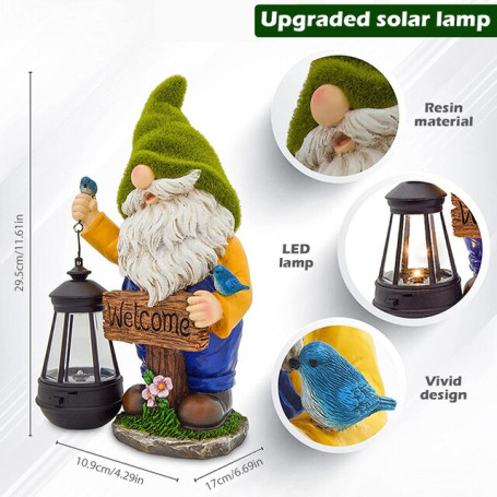 Gnome Statue Solar Lights Resin Faceless Figurine Dwarf Sculpture Lantern Solar Lights For Home Garden Lights Christmas Decor