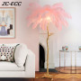 Nordic Decor Indoor Ostrich Feather Floor Lamp Modern Luxury Resin LED Floor Lights for Living Room Bedroom Salon Standing Light