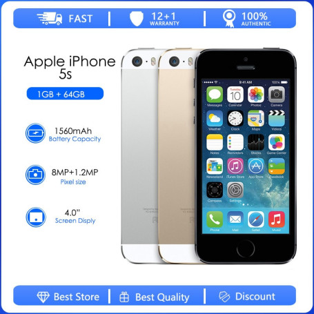 Original Apple iPhone 5S Unlocked Cell Phone 4.0" Screen 1GB RAM 16GB/32GB/64GB ROM Touch ID Fingerprint Smartphone