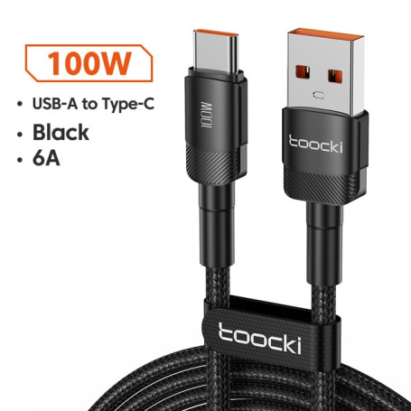 Toocki 6A USB Type C Cable for Xiaomi POCO Samsung Huawei 100W Fast Charging Charger USB C Data Cord TypeC Cable for Realme OPPO