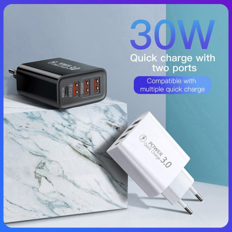 Fast Charge American Standard European Standard Charger 3usb + TYPE-C Mobile Phone Travel Charger Universal Style Adapter
