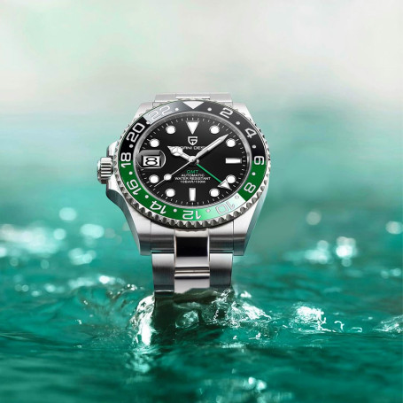 PAGANI DESIGN New Business Left Crown Men Mechanical Wristwatches 100M Waterproof Sapphire Glass PD-1662 GMT Watch for Men