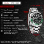 PAGANI DESIGN New Business Left Crown Men Mechanical Wristwatches 100M Waterproof Sapphire Glass PD-1662 GMT Watch for Men