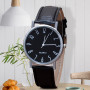 Three-Eye Men's Watch Men's Quartz Watch Blue Light Glass Belt Watch Men's Neutral Couple Model B in Black