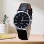 Three-Eye Men's Watch Men's Quartz Watch Blue Light Glass Belt Watch Men's Neutral Couple Model B in Black