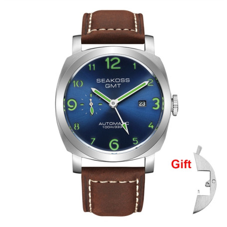 SEAKOSS 100m Diving Men GMT Automatic Mechanical Watches 1963 Seagull 2557 Automatic Movement Super Luminous Sapphire Wristwatch