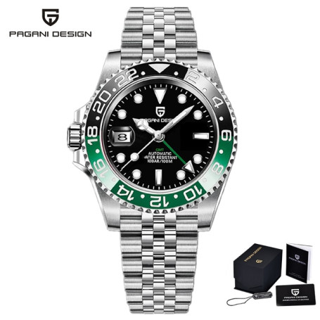 PAGANI DESIGN Top Brand GMT Men Mechanical Wristwatch Sapphire Stainless Steel Waterproof Automatic Watch for Men Reloj Hombre