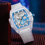 ONOLA brand designer plastic Watch Men 2021 casual unique Luxury Quartz wristwatch male square Transparent white Sport Men Watch