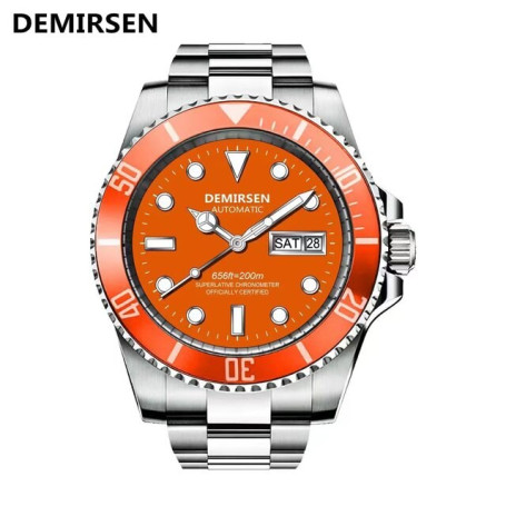 Luxury Brand Men Mechanical Wristwatch 200m Waterproof Stainless Steel Sapphire Glass Luminous Male Automatic Week Display Watch