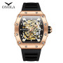 ONOLA Business Skeleton Automatic Mechanical Watch Men's Silicone Band Sports Waterproof  Male Boy Gift Clock Relogio Masculino