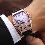 Top Men's Star Morning Tourbillon Hollow Automatic Mechanical Watches For Male Gift With Leather Blet Rectangle Clock Business
