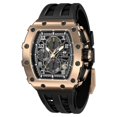 TSAR BOMBA Watch for Men Luxury Top Brand Quartz Tonneau Wristwatch 50M Waterproof Sapphire Clock Chronograph Fashion Mens Watch