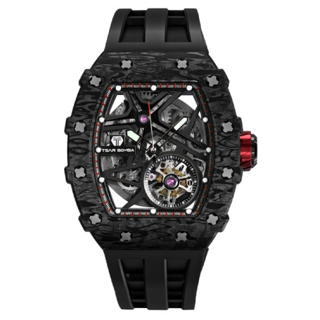 Design Mens Watch Carbon Fiber Wristwatch Automatic Mechanical Japan MOvement Sapphire Luxury Skeleton Clock for Man