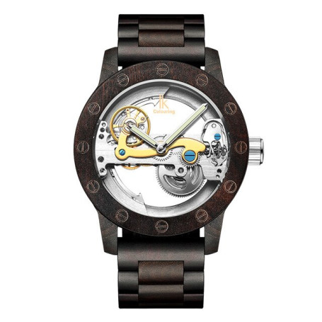 IK Colouring Automatic Watch for Men Mechanical Wristwatches Wood Watch Strap Relogio Masculino Clock