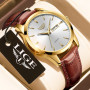 LIGE Quartz Men Watches Leather Strap Male Wristwatches Top Luxury Brand Luminous Date Week Business Men's Clock Reloj Hombres